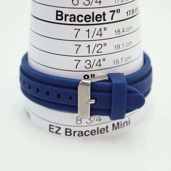 Kenneth Cole NY Mens Day Date Watch 37mm Silver Tone Blue Silicone w New Battery - Picture 4 of 16